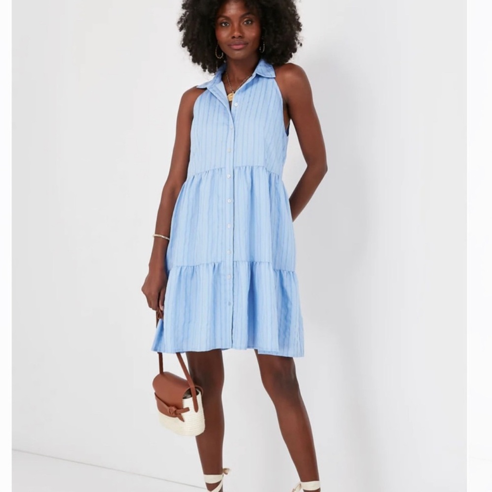 Pomander Place Light Blue Striped Dress